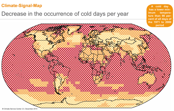 CSM Decrease in the occurrence of cold days per year